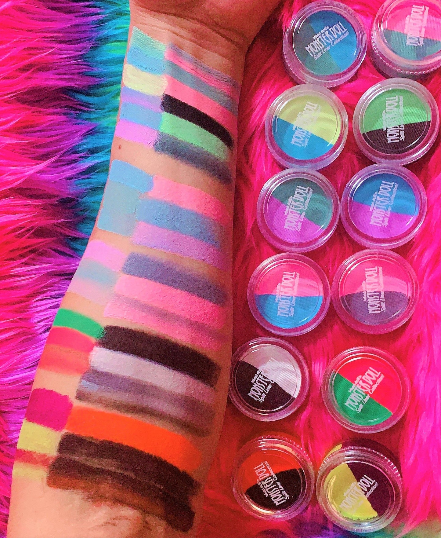 Inked Doll Cosmetics - (HUGE!) Monster Doll DRACULAURA *UV Neon/Pastel* Split Liner/Face/Body Paint