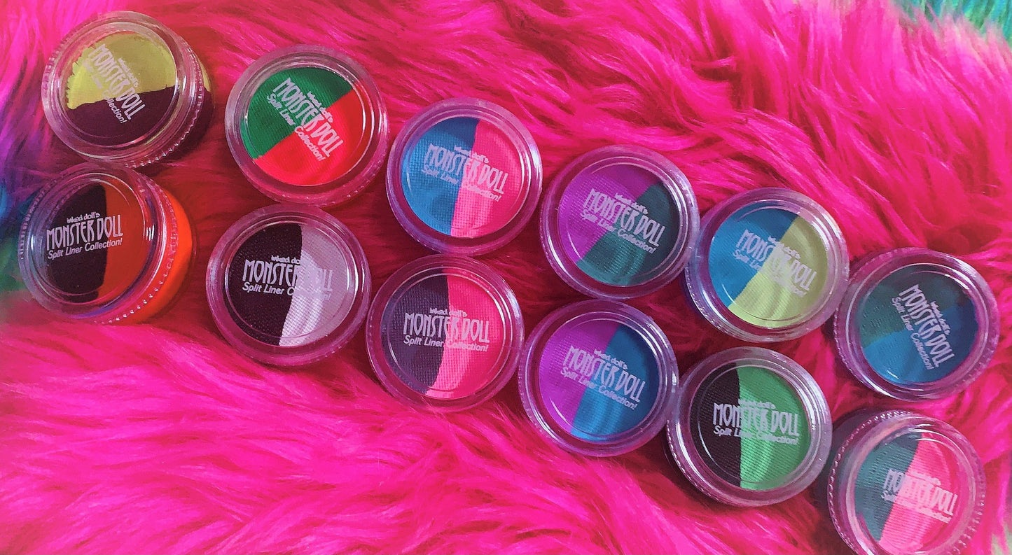 Inked Doll Cosmetics - (HUGE!) Monster Doll FRANKIE STEIN *UV Neon Pastel* SPLIT LINER/FACE/BODY PAINT!