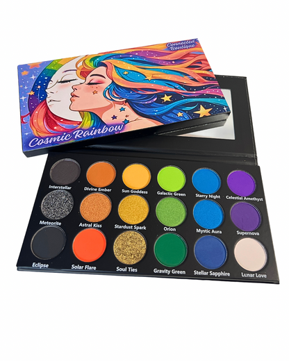 Connected Boutique - Cosmic Rainbow 18‐Shade Eyeshadow Palette – Celestial Hues & Glitter