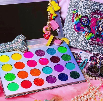 Inked Doll Cosmetics - NEON LIGHTS (24PC) *BLACKLIGHT!* Pigment/Glitter Pallete!