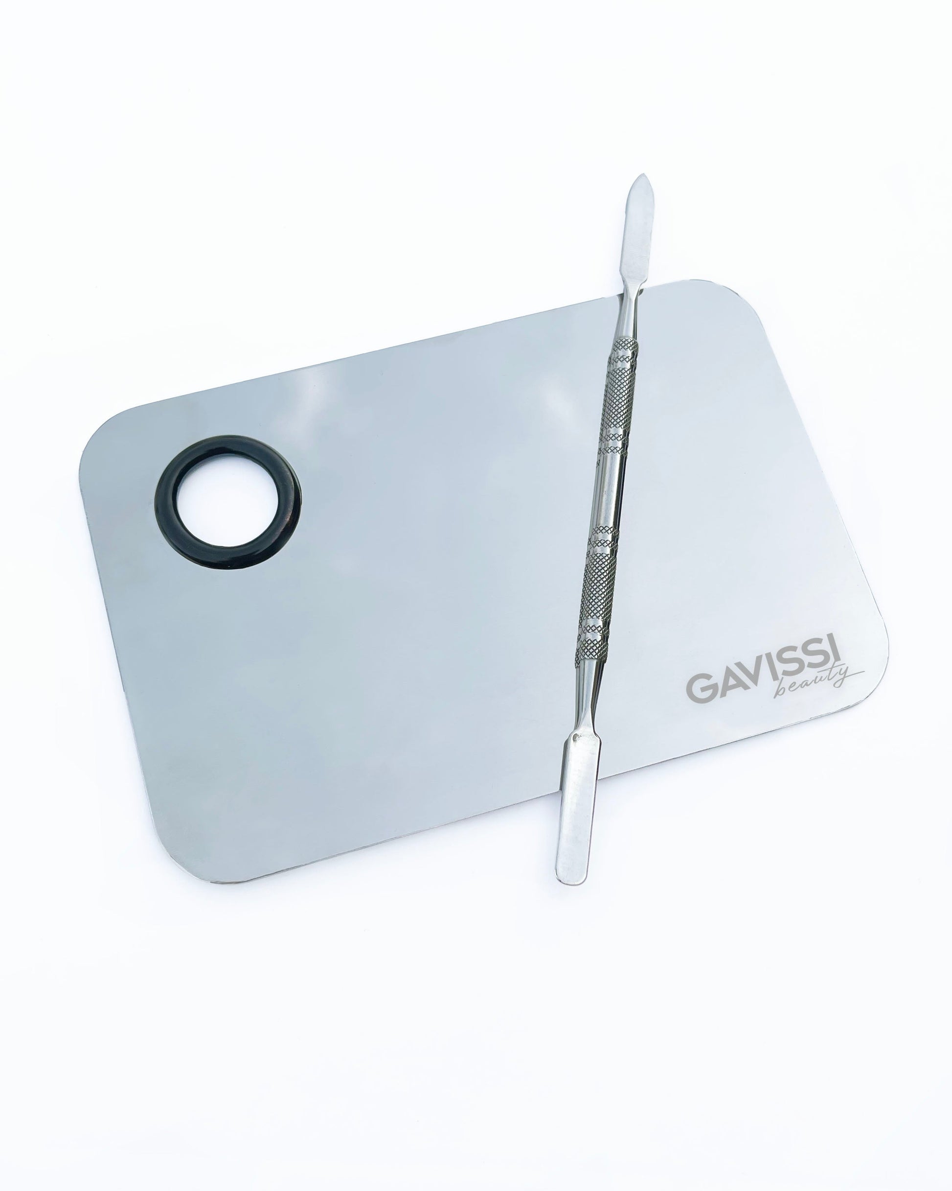 Gavissi Beauty - MIXING TRAY AND SPATULA KIT - RECTANGULAR SILVER