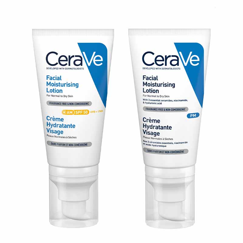 CeraVe Facial Moisturising AM & PM Duo + 3 FREE Travel Size Cleansers