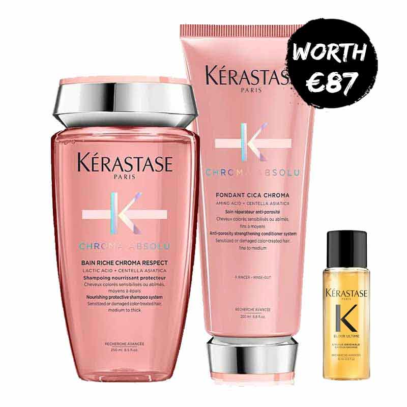 Kérastase Chroma Absolu Nourishing Shampoo & Strengthening Conditioner Duo With FREE Elixir Ultime Oil